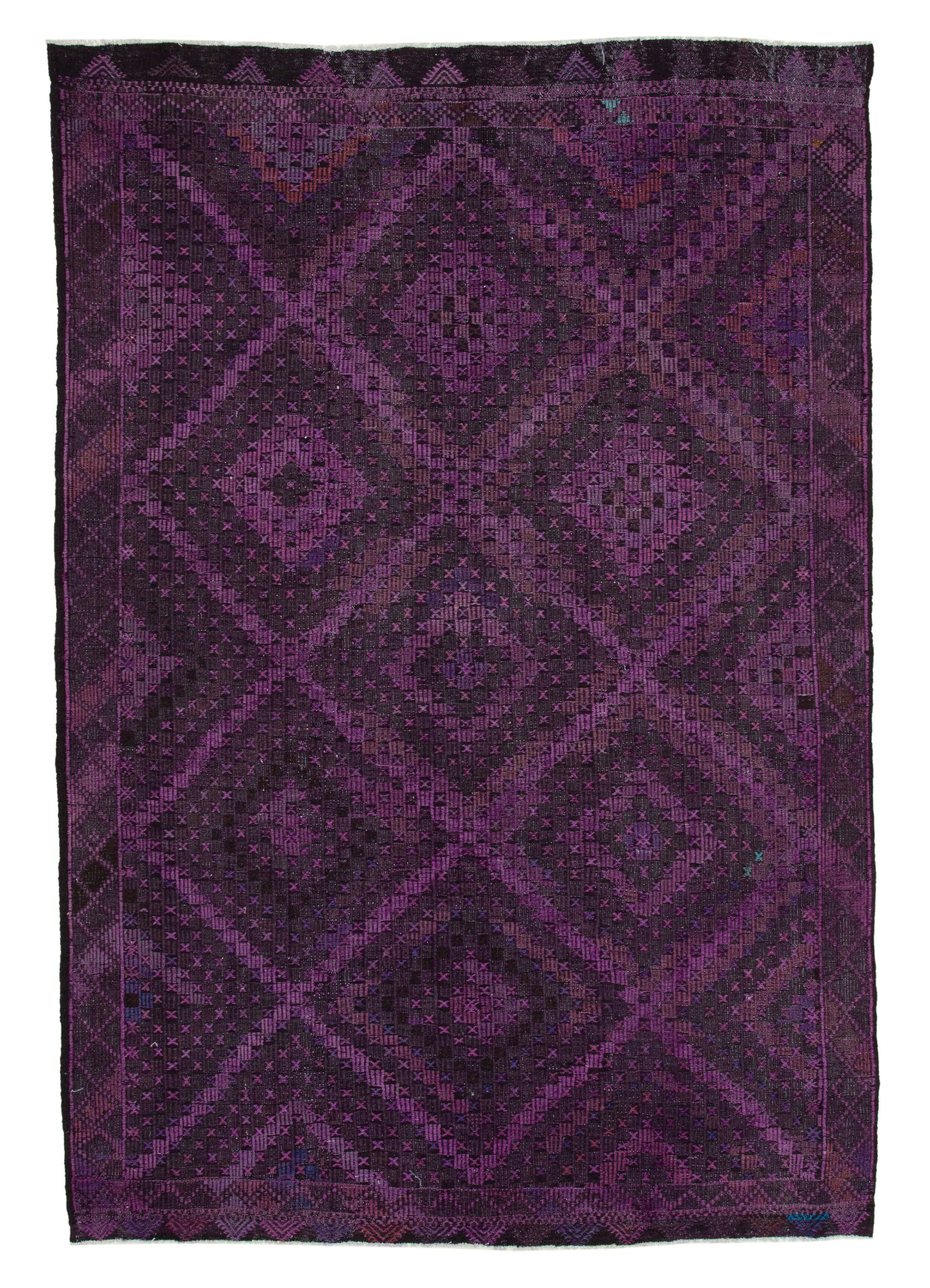 7x10 Purple Vintage Turkish Kilim Rug - 35726