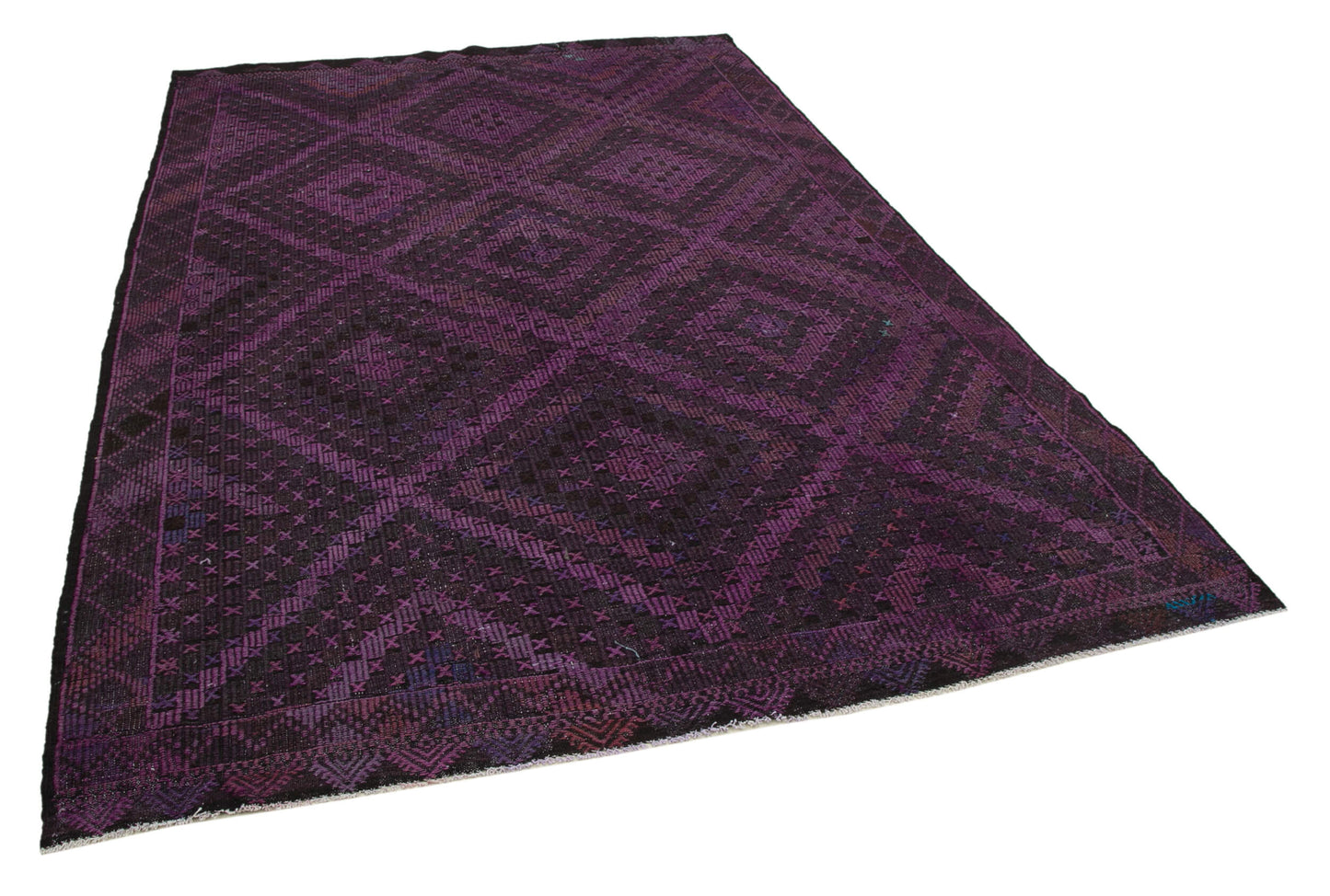 7x10 Purple Vintage Turkish Kilim Rug - 35726