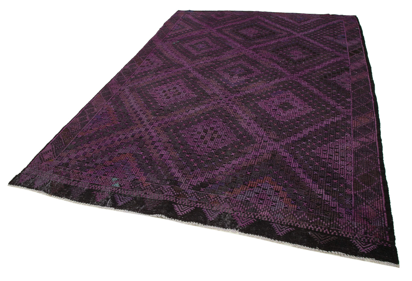 7x10 Purple Vintage Turkish Kilim Rug - 35726