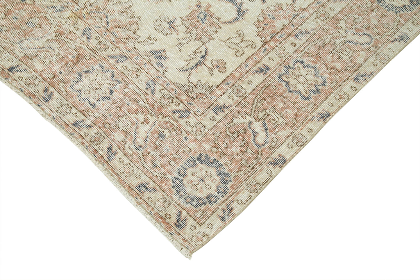 7x10 Beige Turkish Vintage Area Rug - 37850