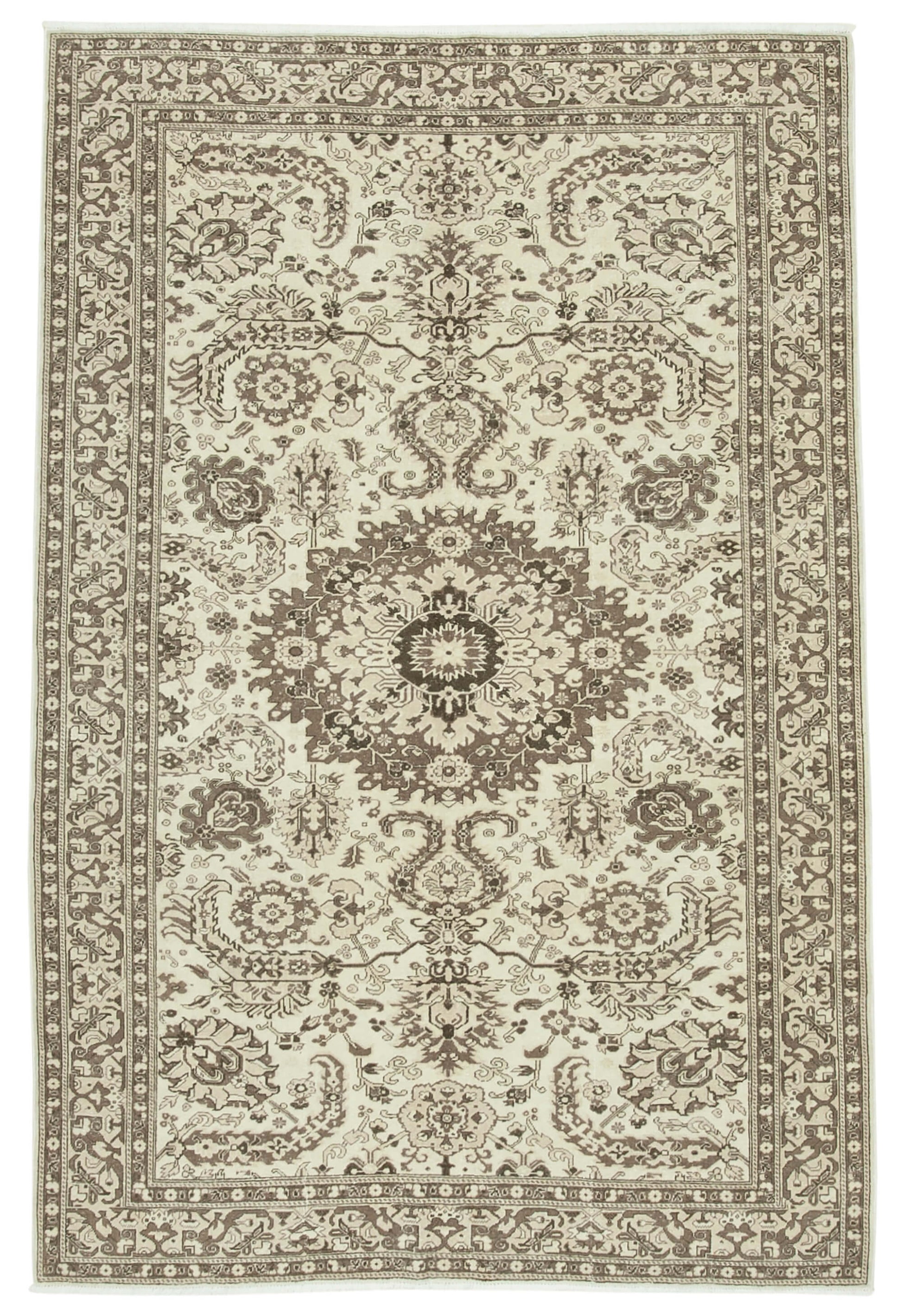 6x10 Beige Turkish Vintage Area Rug - 37863