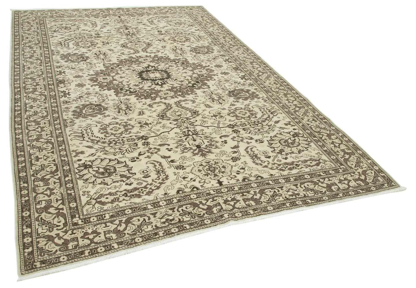 6x10 Beige Turkish Vintage Area Rug - 37863