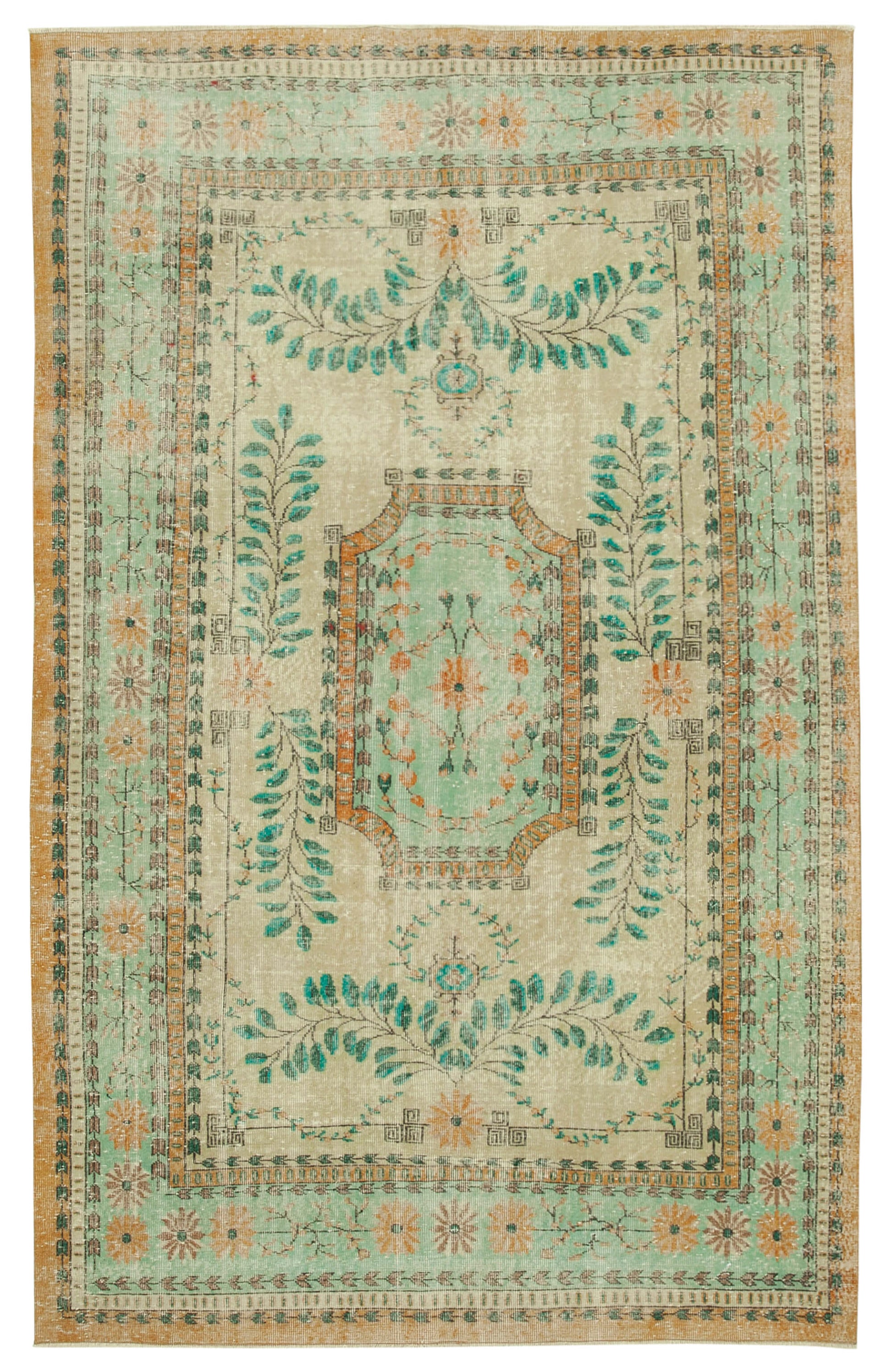 7x11 Beige Turkish Vintage Area Rug - 37881