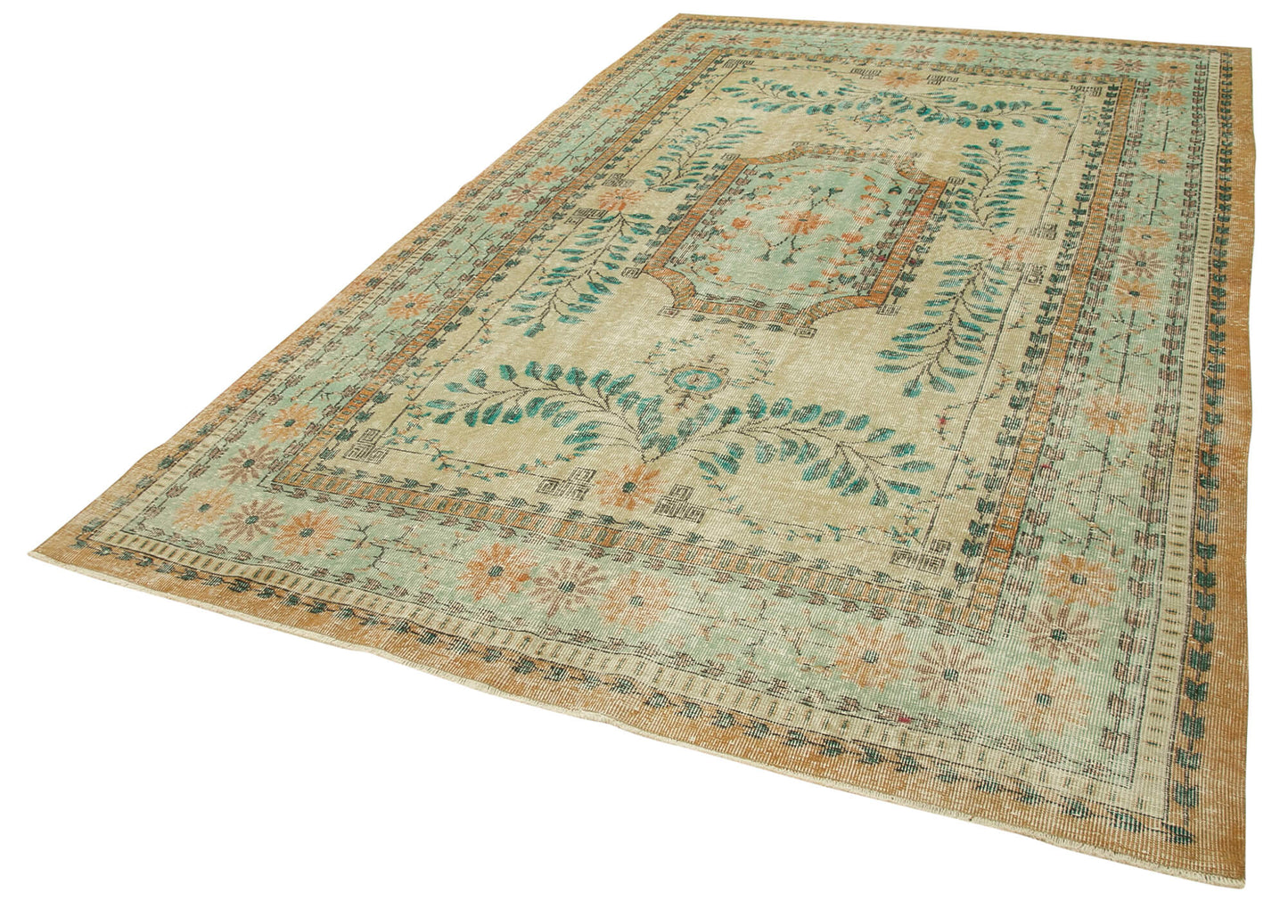 7x11 Beige Turkish Vintage Area Rug - 37881