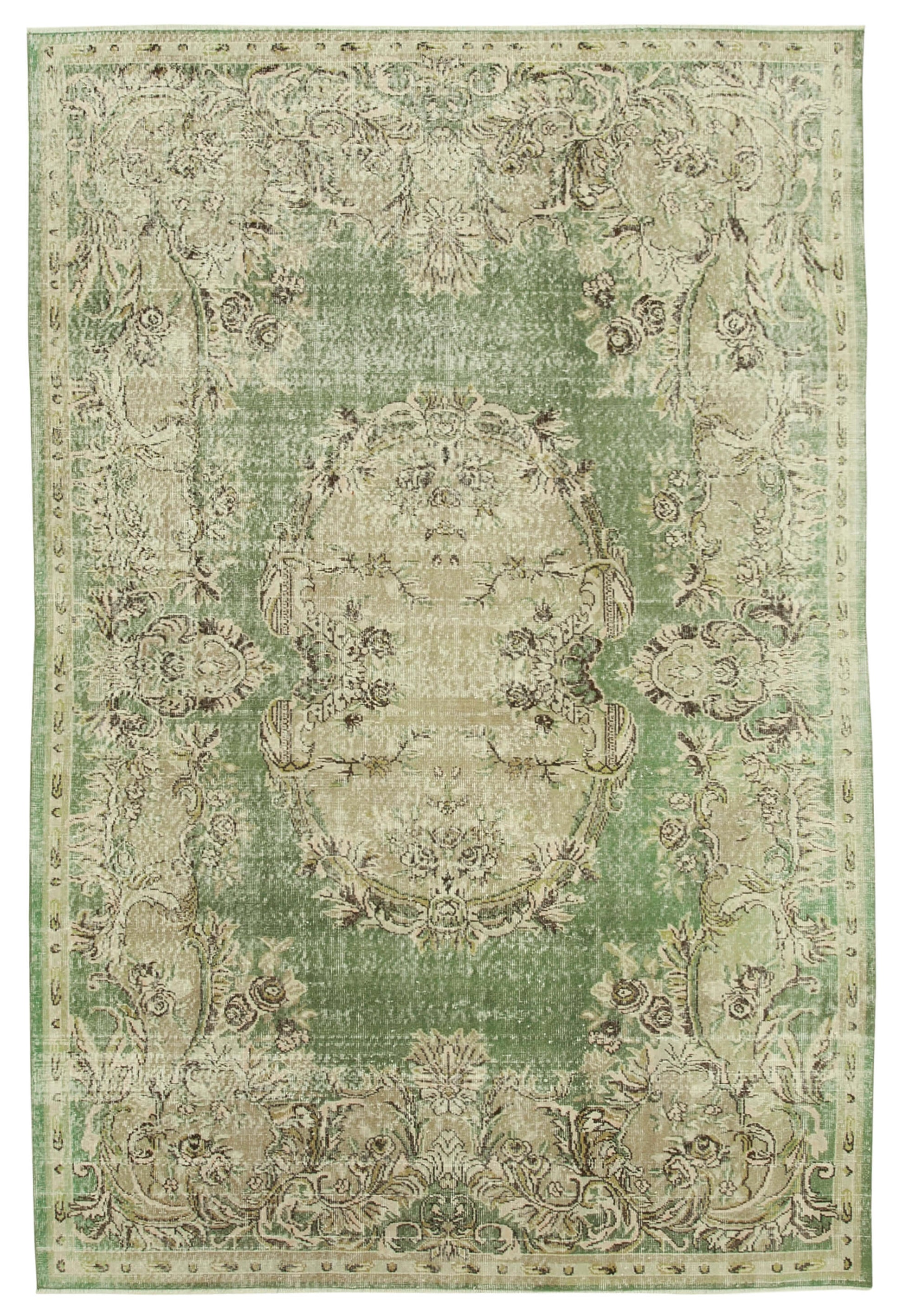 7x10 Beige Turkish Vintage Area Rug - 37883