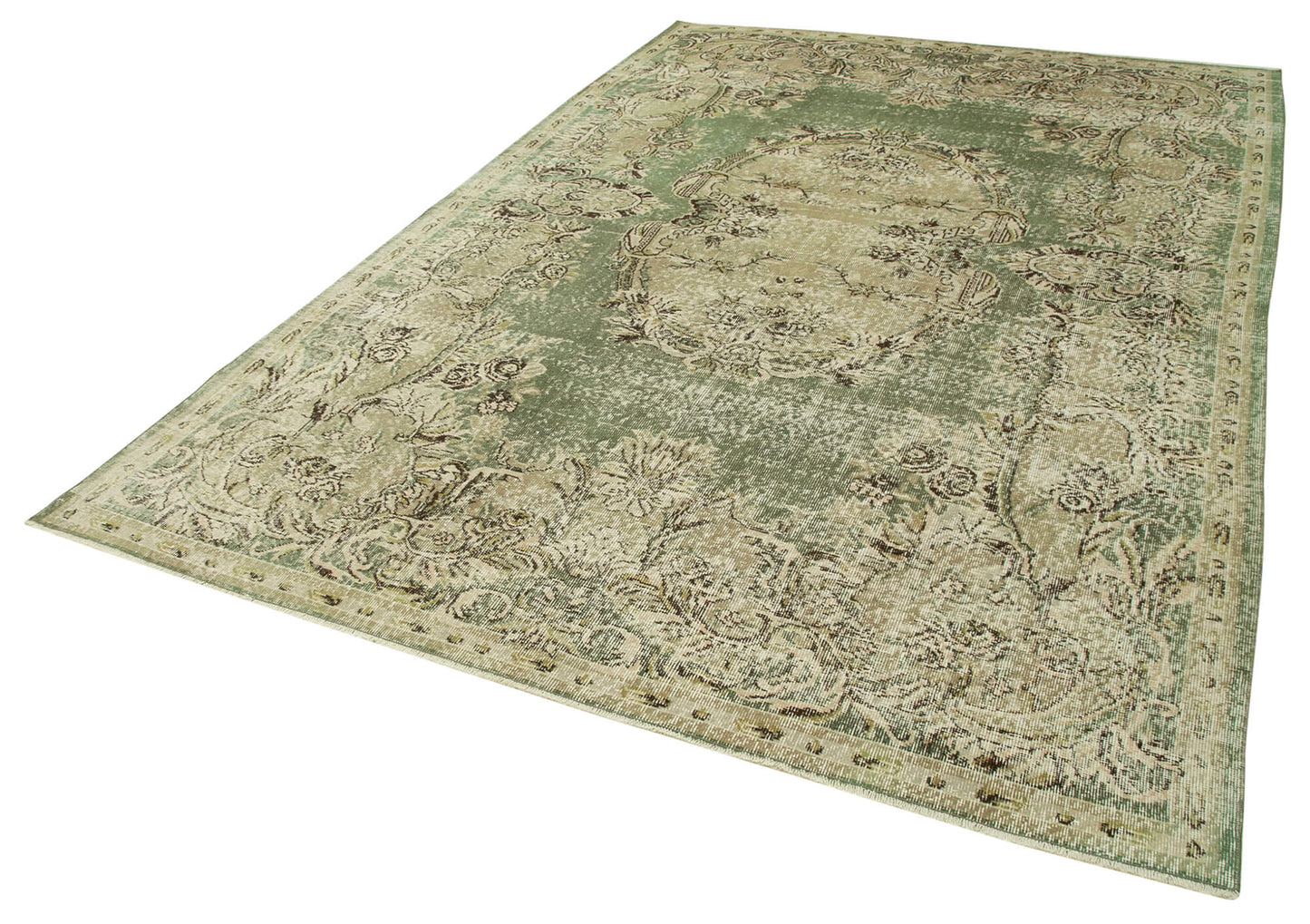 7x10 Beige Turkish Vintage Area Rug - 37883