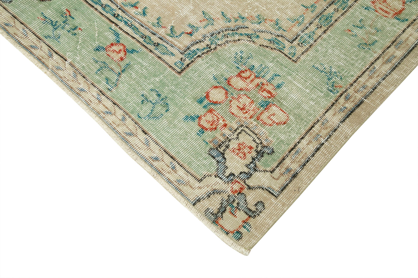 6x9 Beige Turkish Vintage Area Rug - 37885