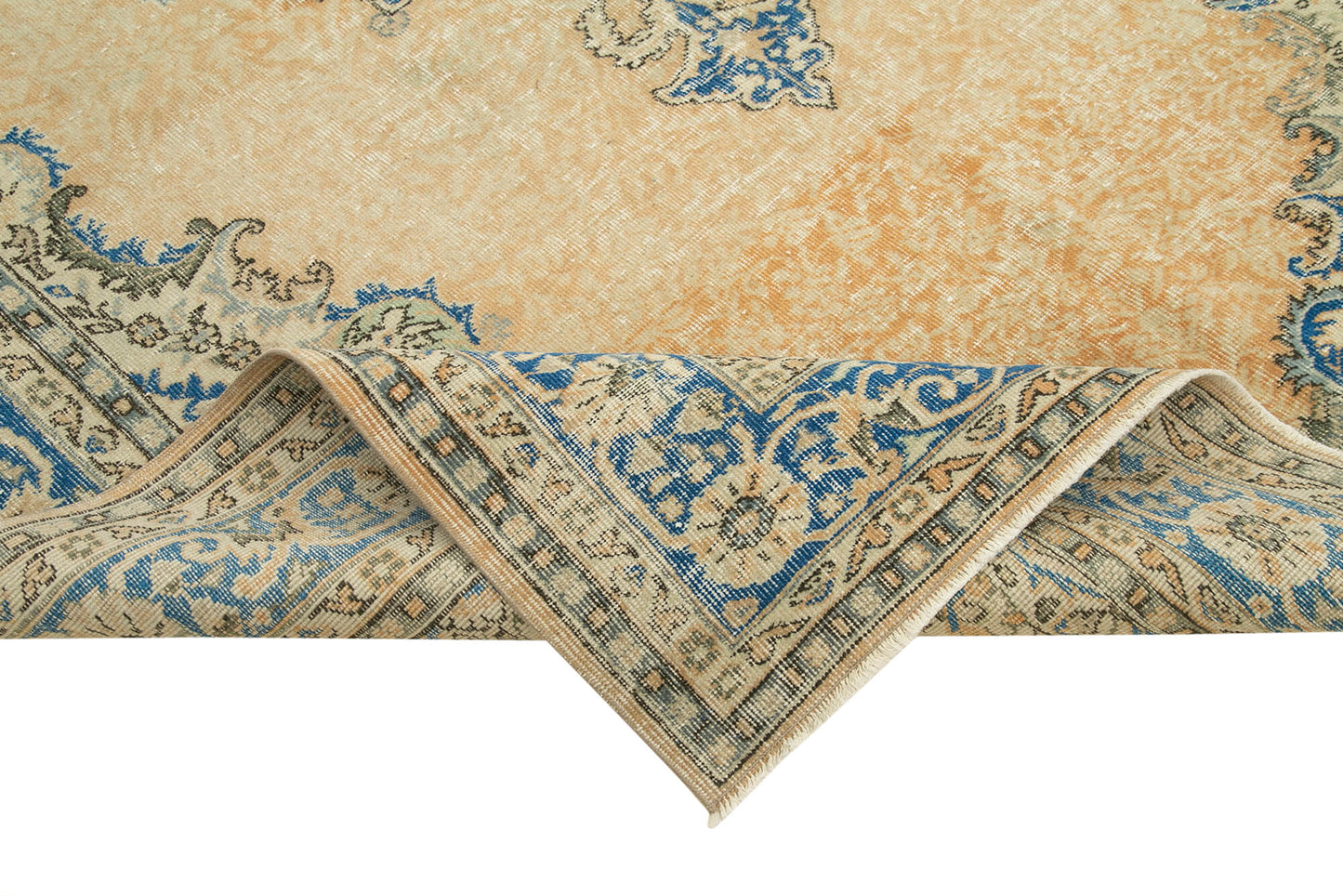 7x11 Beige Turkish Vintage Area Rug - 37886