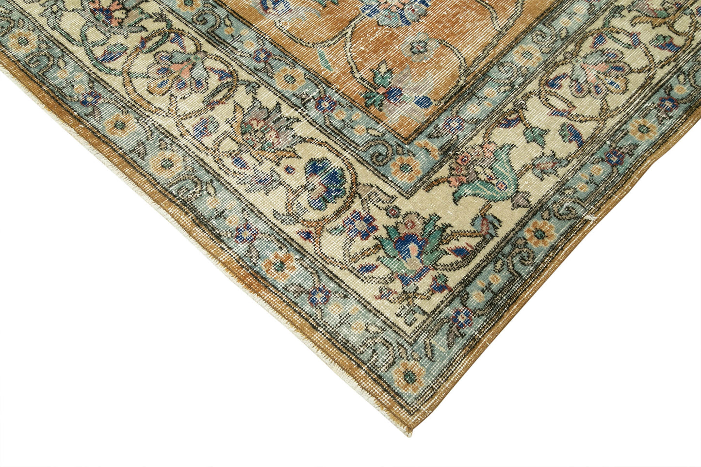 7x10 Beige Turkish Vintage Area Rug - 37888