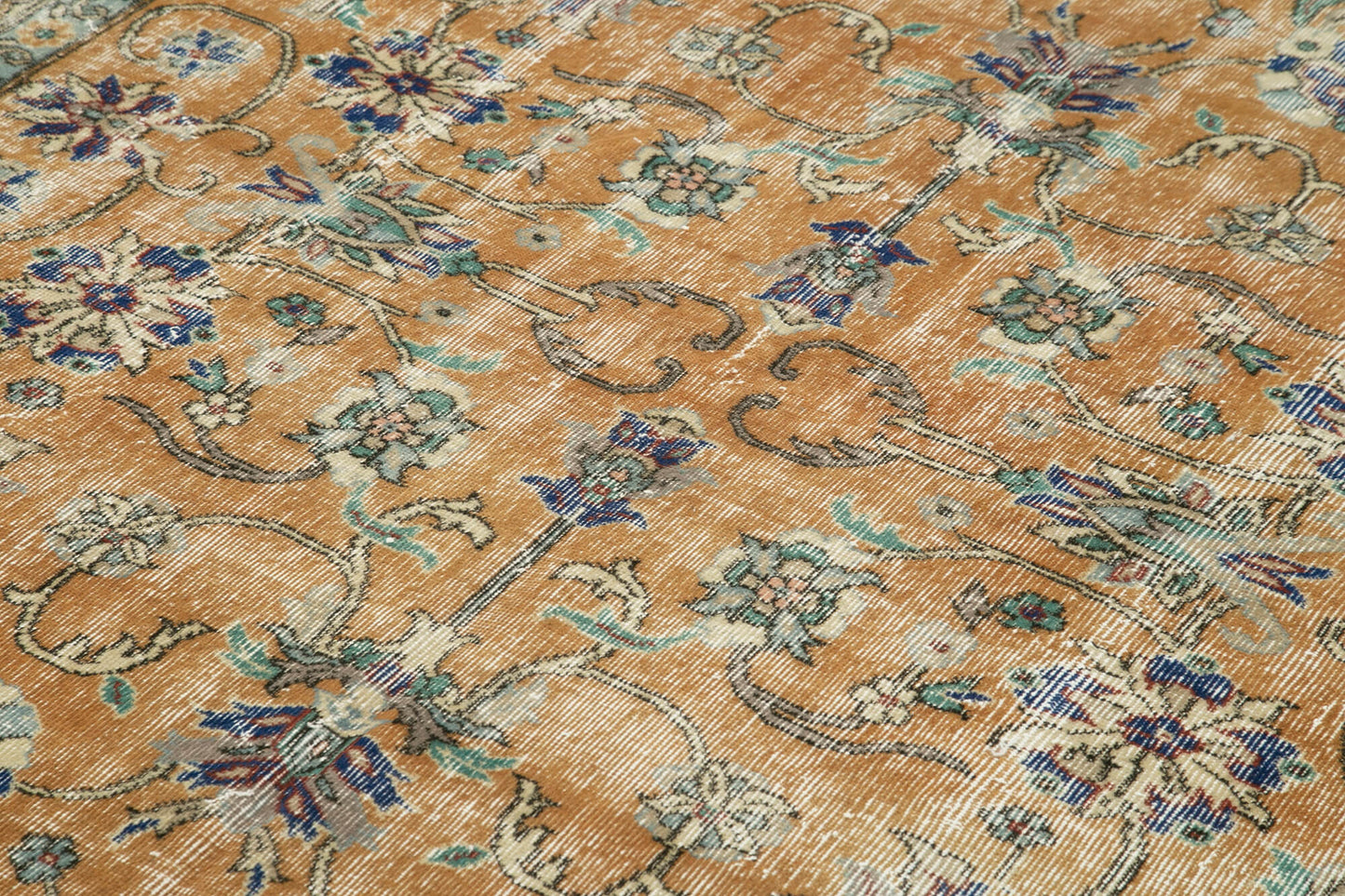 7x10 Beige Turkish Vintage Area Rug - 37888