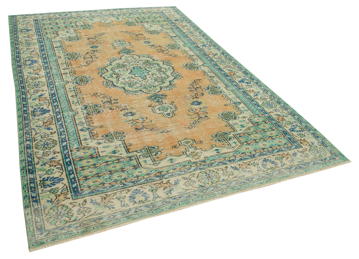 6x10 Beige Turkish Vintage Area Rug - 37891