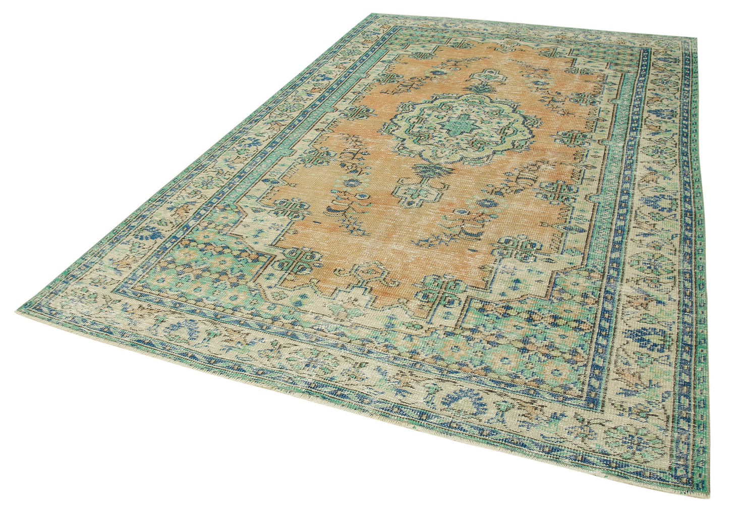 6x10 Beige Turkish Vintage Area Rug - 37891