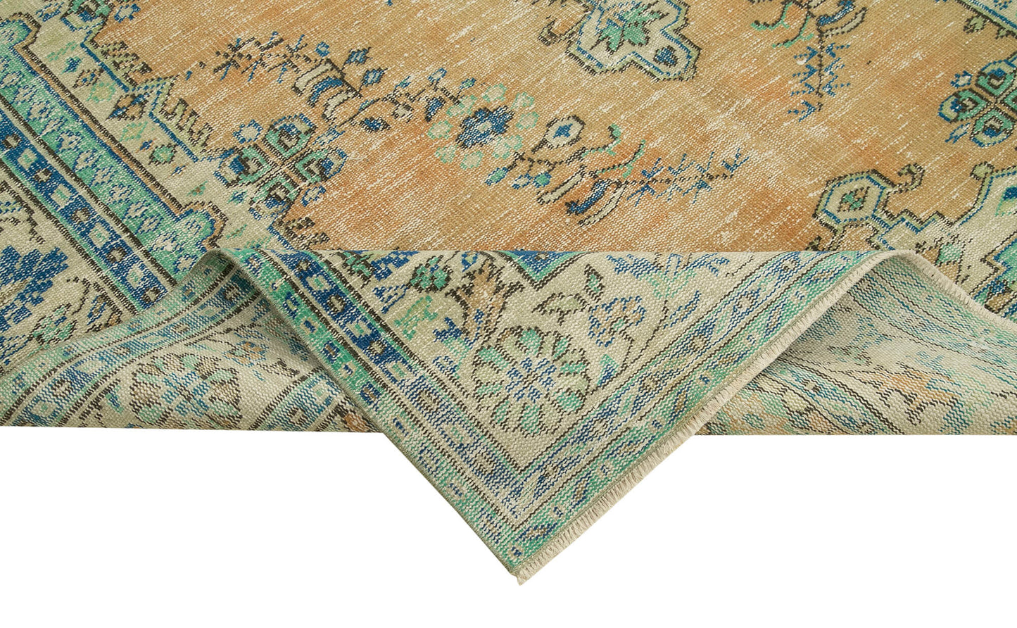 6x10 Beige Turkish Vintage Area Rug - 37891