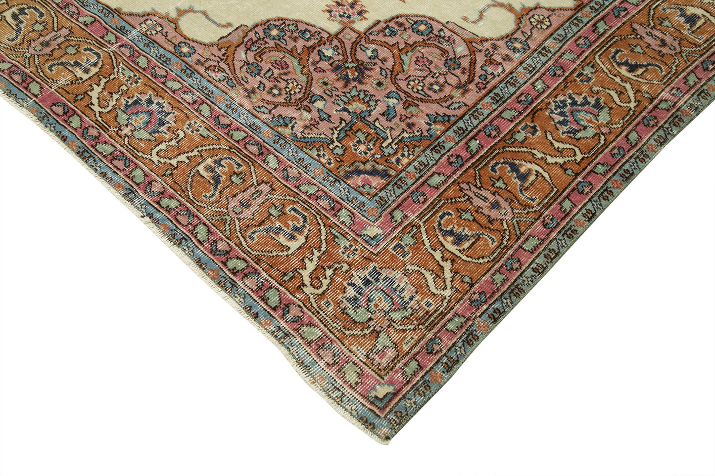 6x10 Beige Turkish Vintage Area Rug - 37894