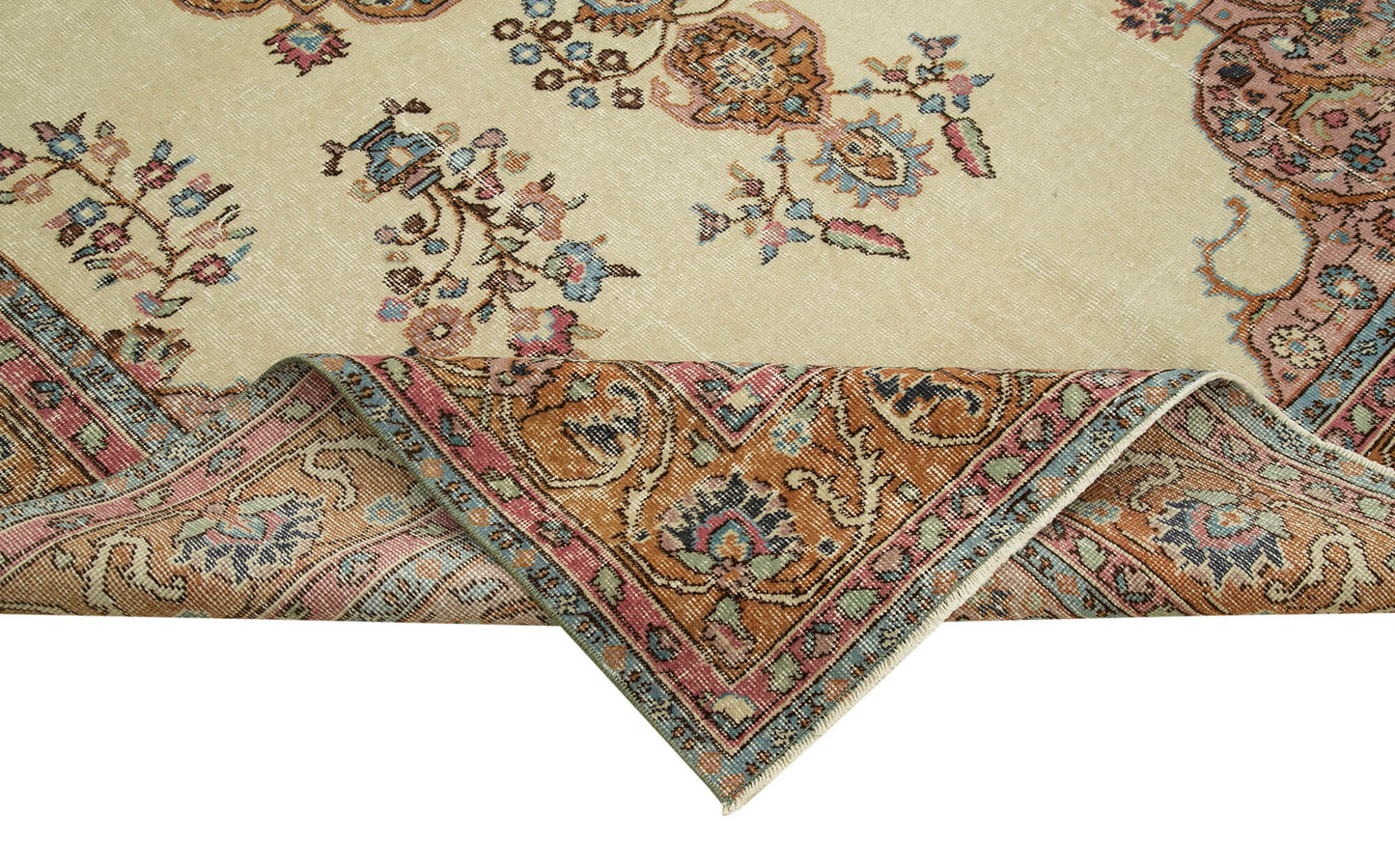 6x10 Beige Turkish Vintage Area Rug - 37894