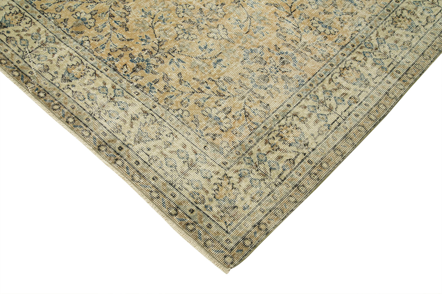 7x10 Beige Turkish Vintage Area Rug - 37896