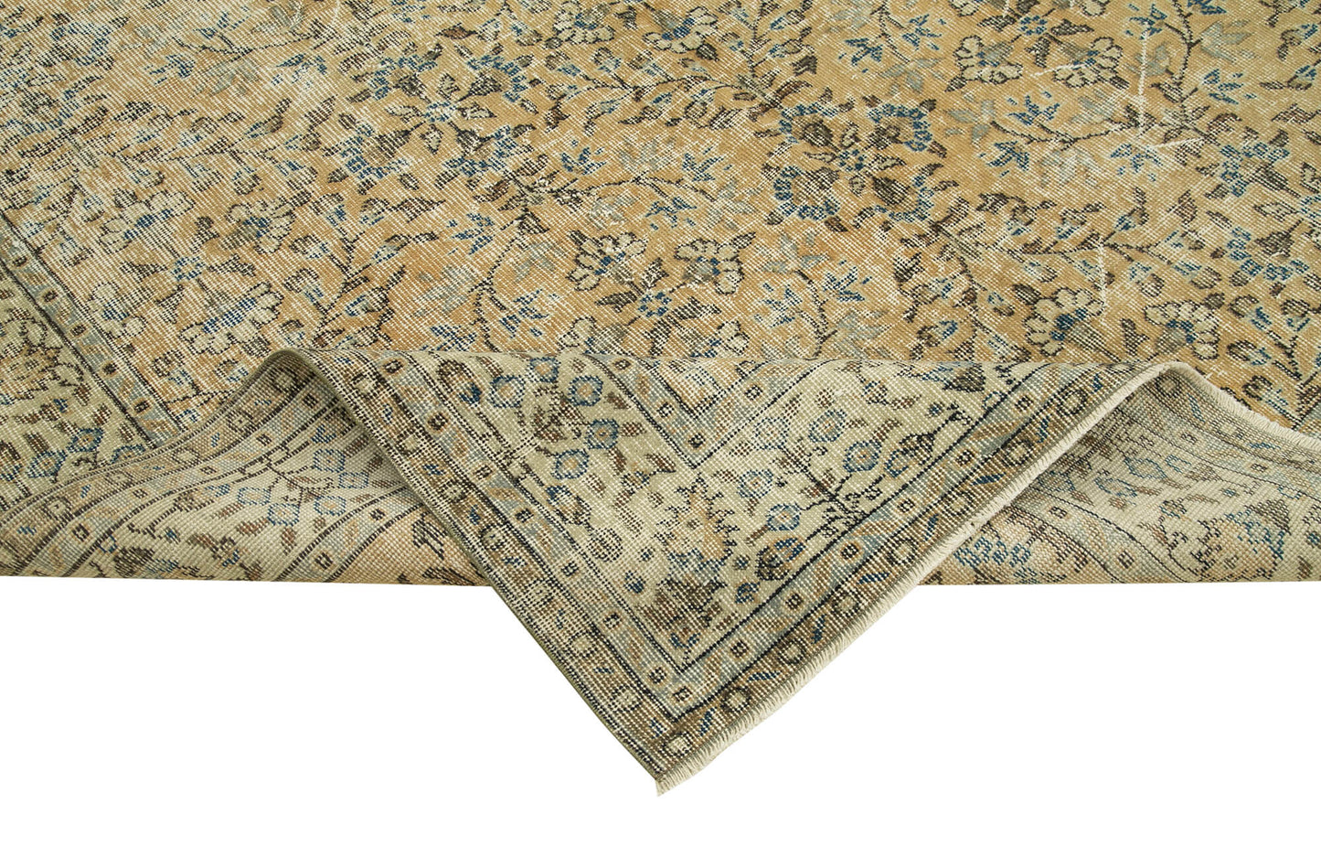 7x10 Beige Turkish Vintage Area Rug - 37896