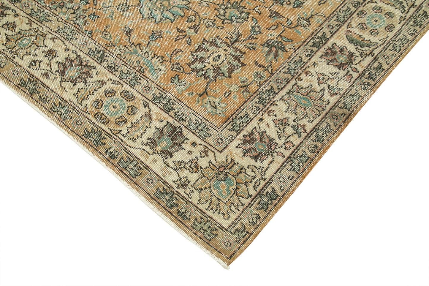 7x10 Beige Turkish Vintage Area Rug - 37897