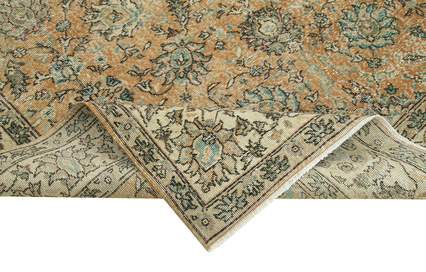 7x10 Beige Turkish Vintage Area Rug - 37897