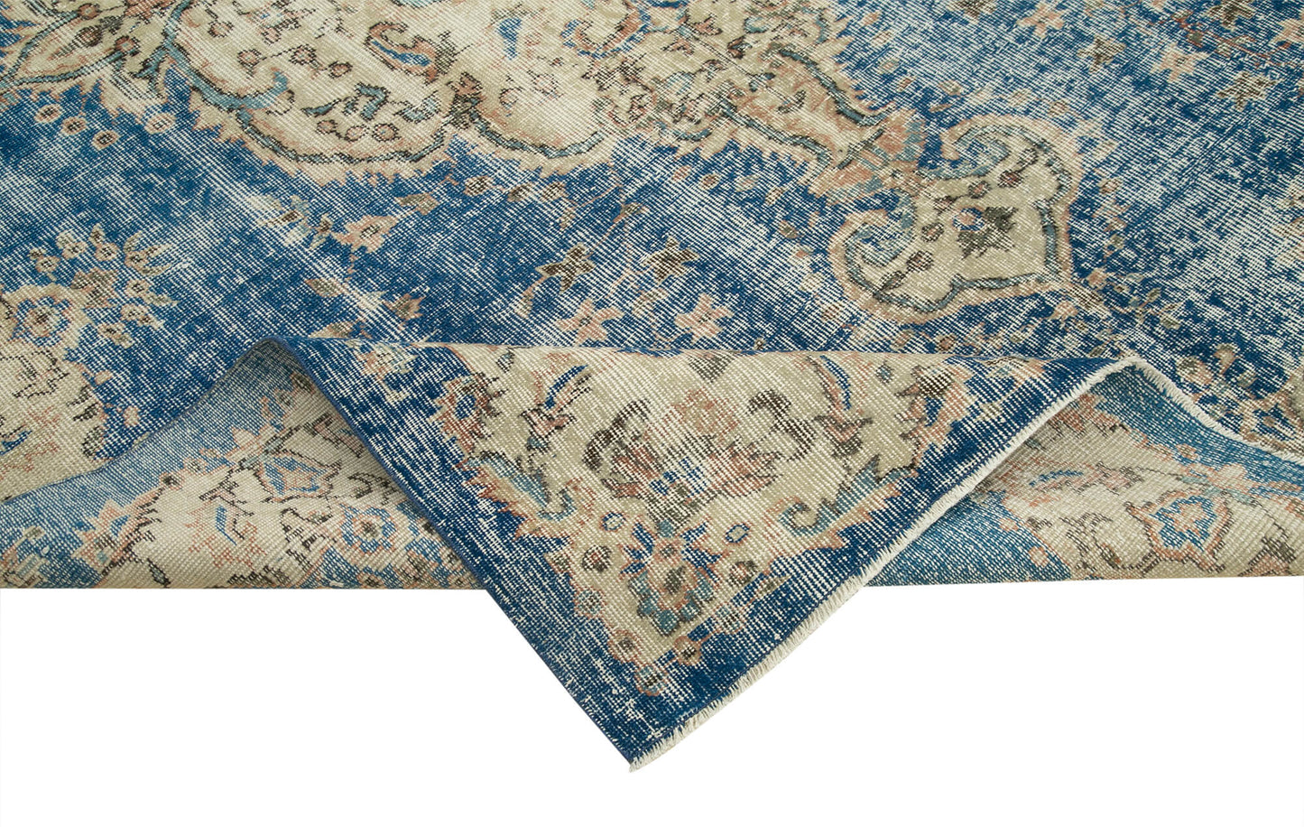 7x10 Beige Turkish Vintage Area Rug - 37899