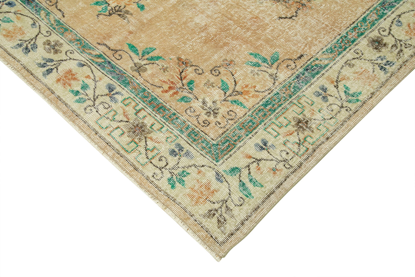 7x10 Beige Turkish Vintage Area Rug - 37903