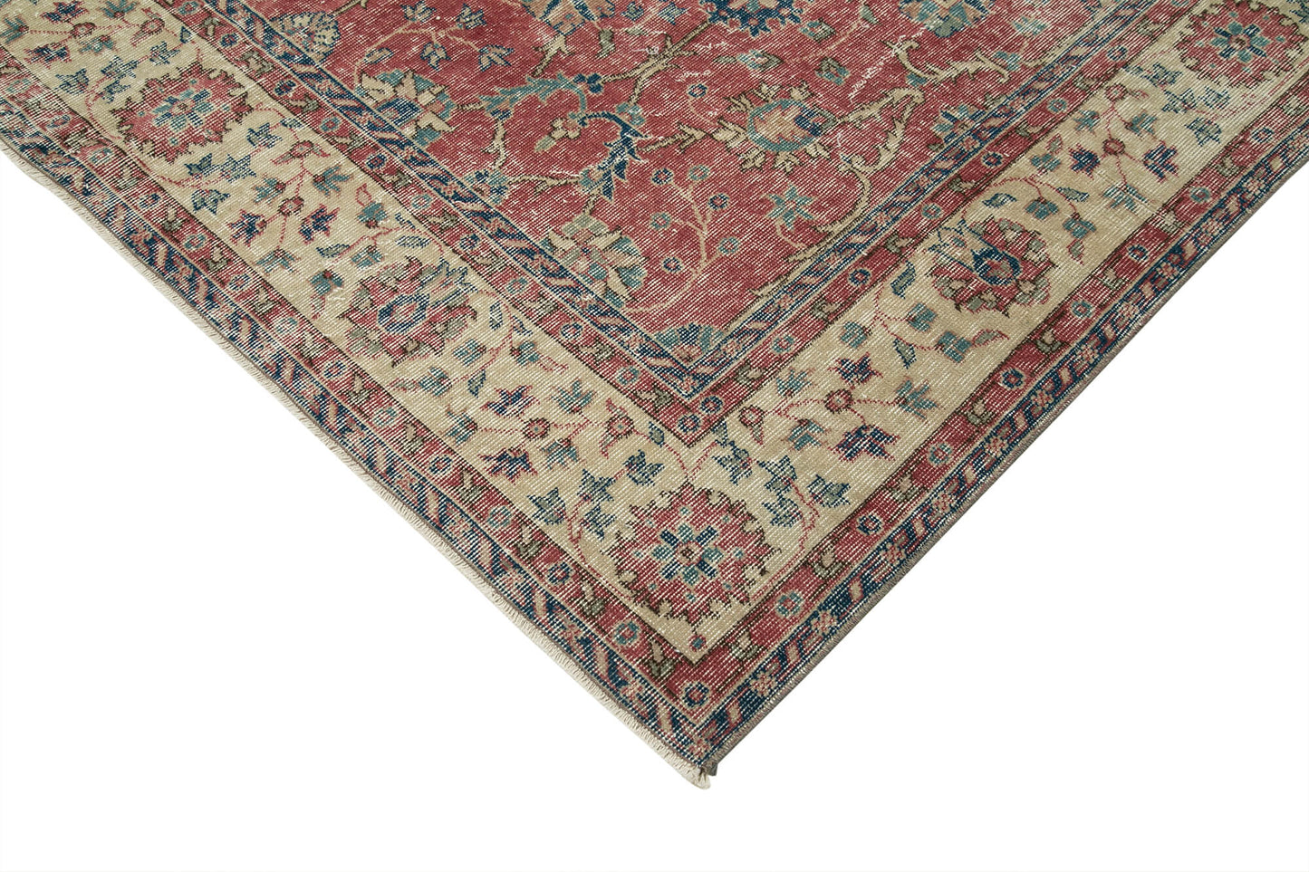 7x10 Red Turkish Vintage Area Rug - 37904