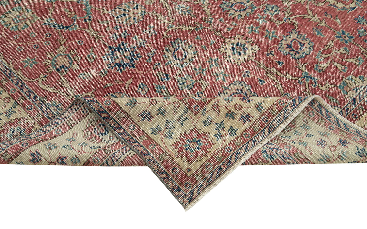 7x10 Red Turkish Vintage Area Rug - 37904