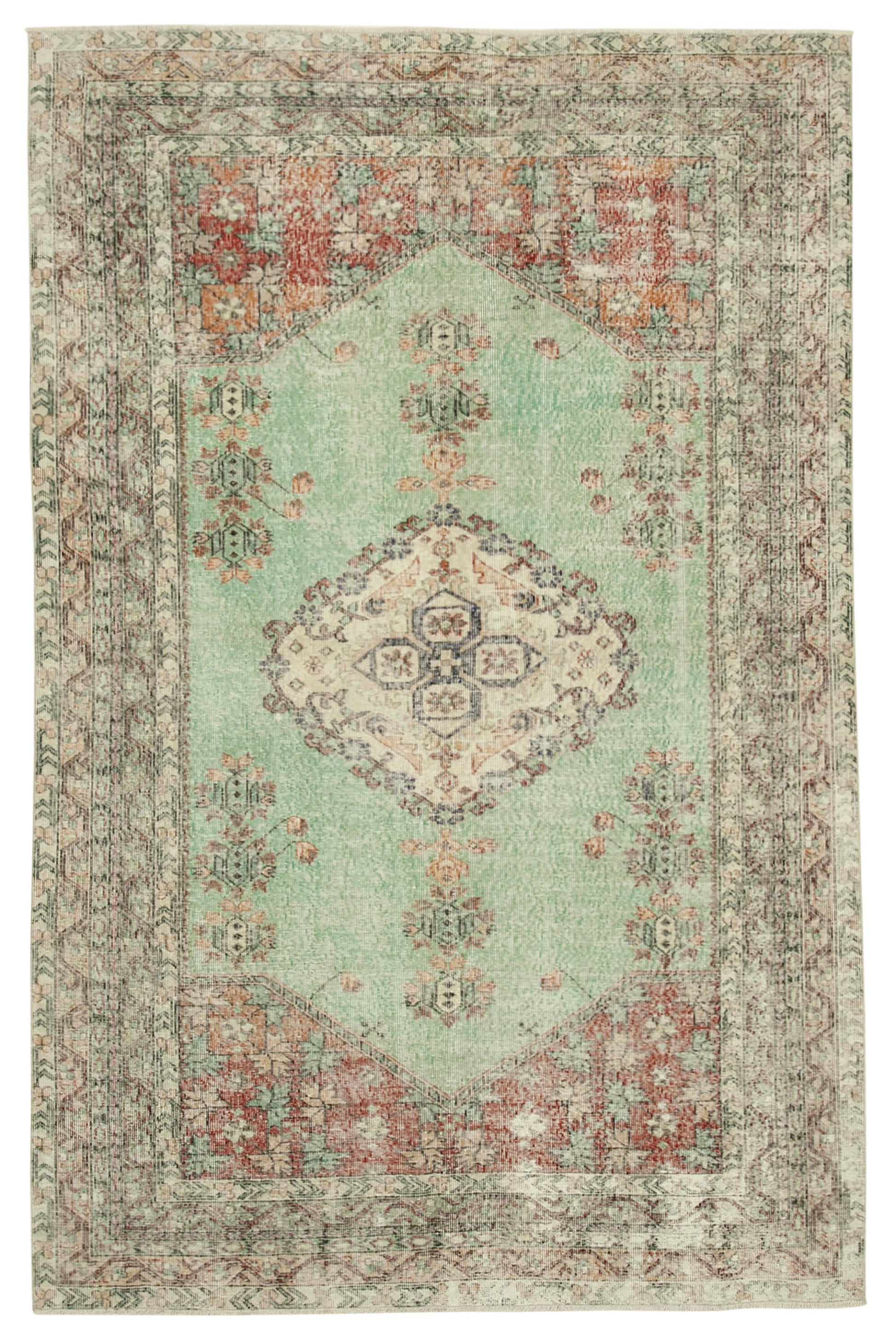 6x10 Beige Turkish Vintage Area Rug - 37909