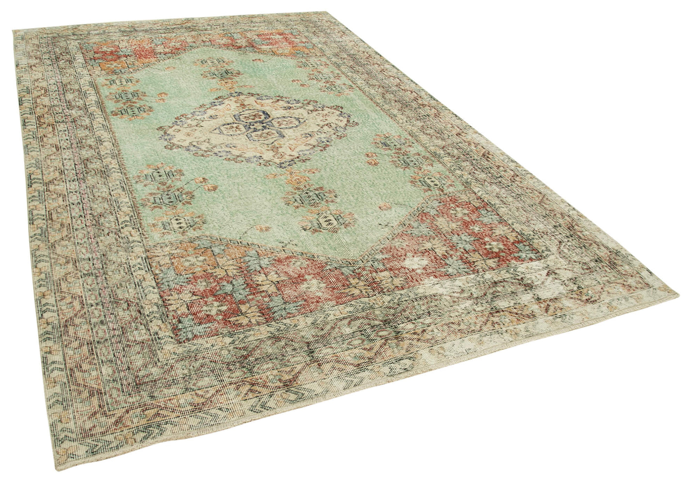 6x10 Beige Turkish Vintage Area Rug - 37909