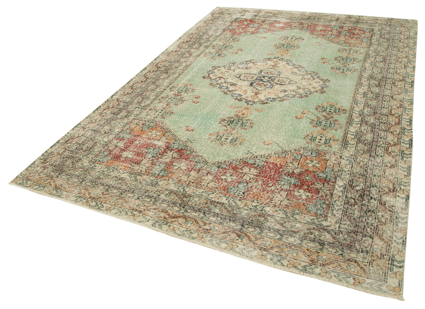 6x10 Beige Turkish Vintage Area Rug - 37909