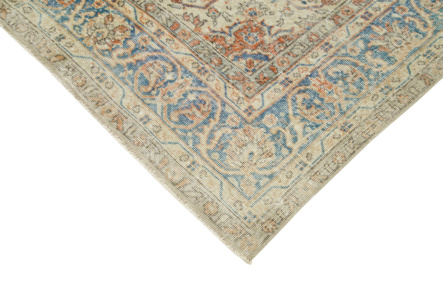 7x10 Beige Turkish Vintage Area Rug - 37911