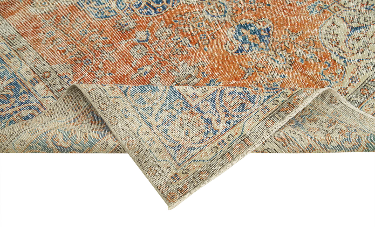 7x10 Beige Turkish Vintage Area Rug - 37911