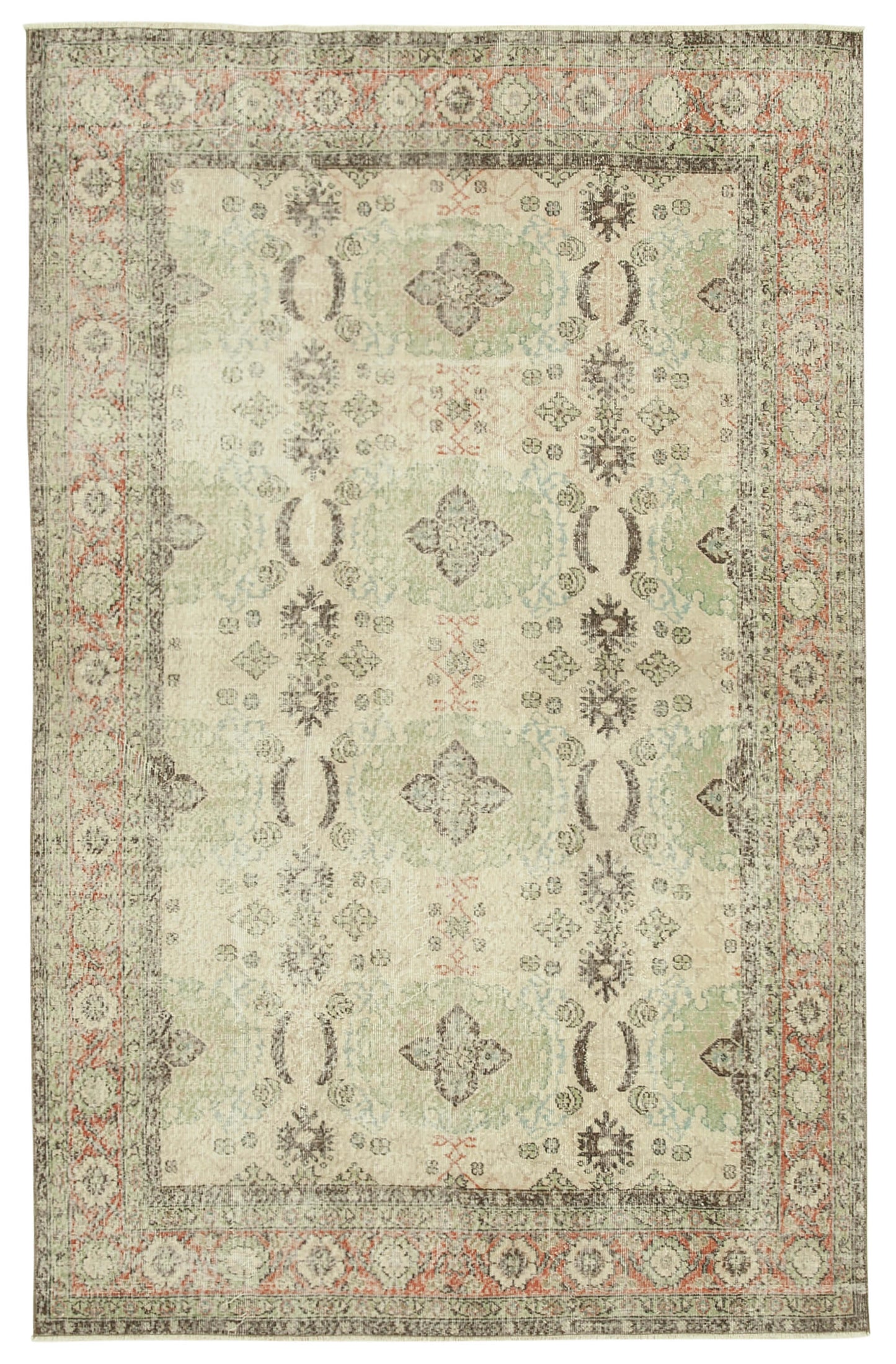 6x10 Beige Turkish Vintage Area Rug - 37912