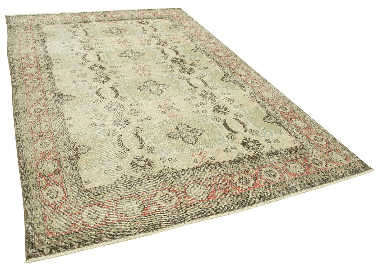 6x10 Beige Turkish Vintage Area Rug - 37912