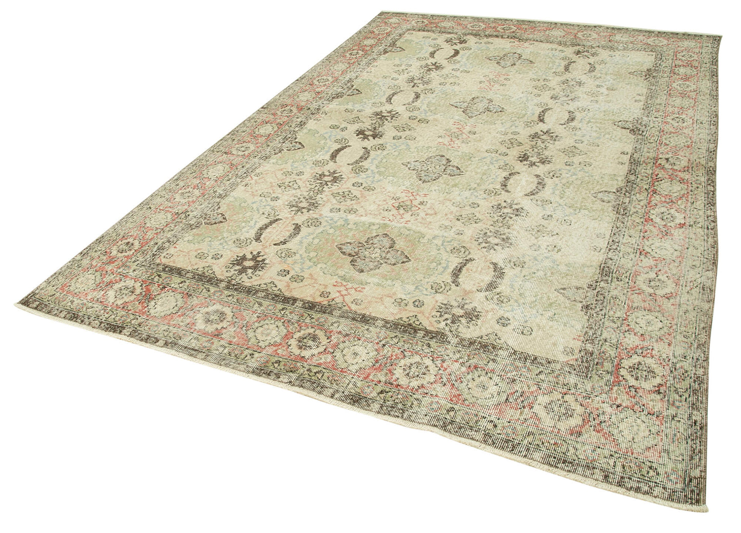 6x10 Beige Turkish Vintage Area Rug - 37912