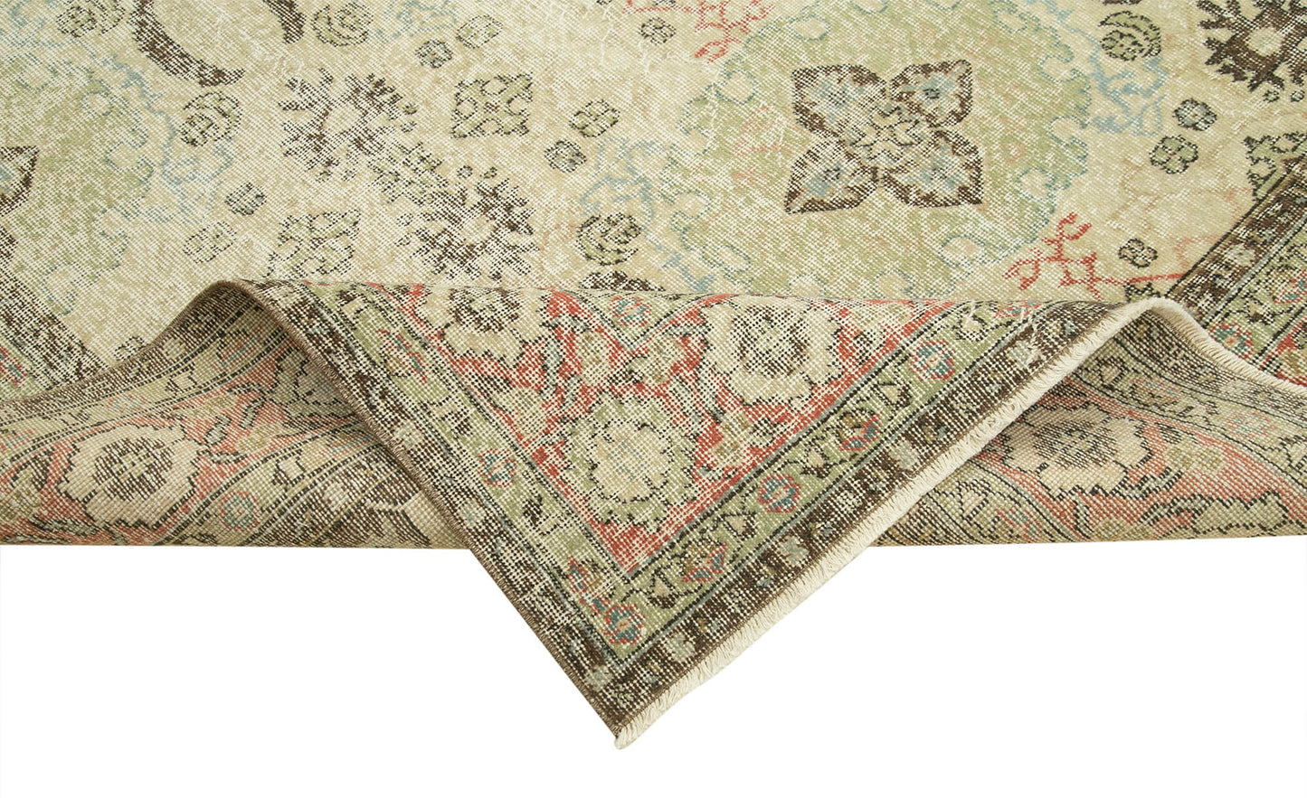 6x10 Beige Turkish Vintage Area Rug - 37912