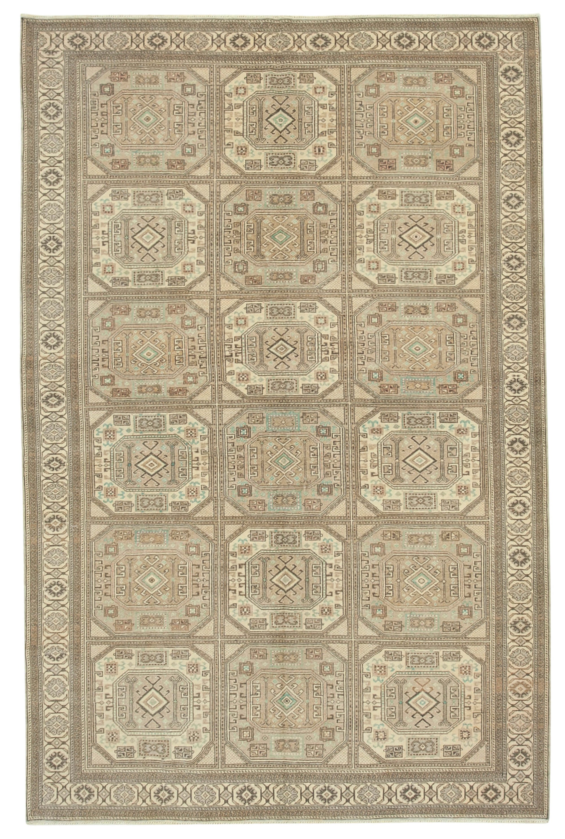 7x10 Beige Vintage Rug - 37958