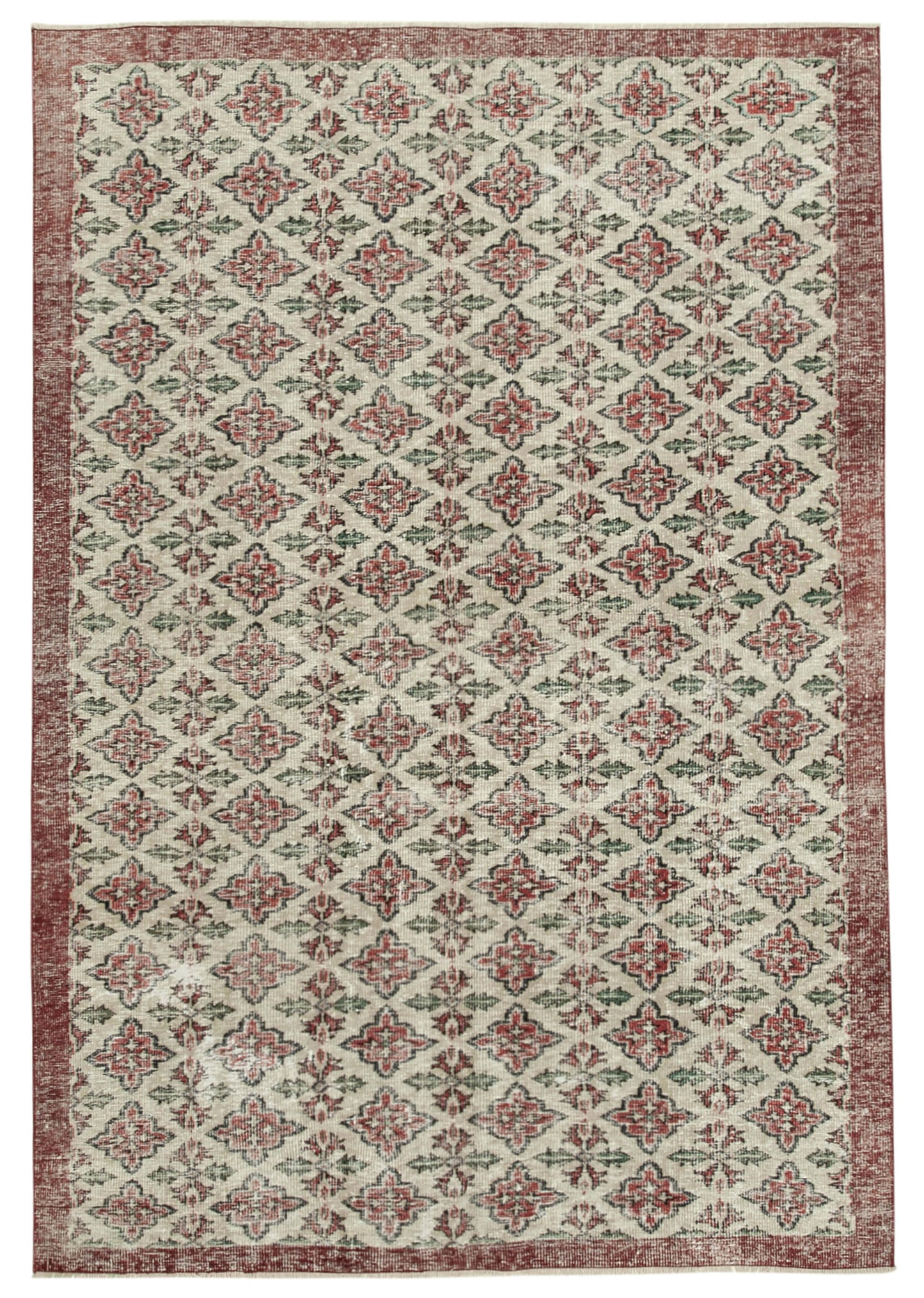 6x9 Beige Turkish Vintage Area Rug - 37963