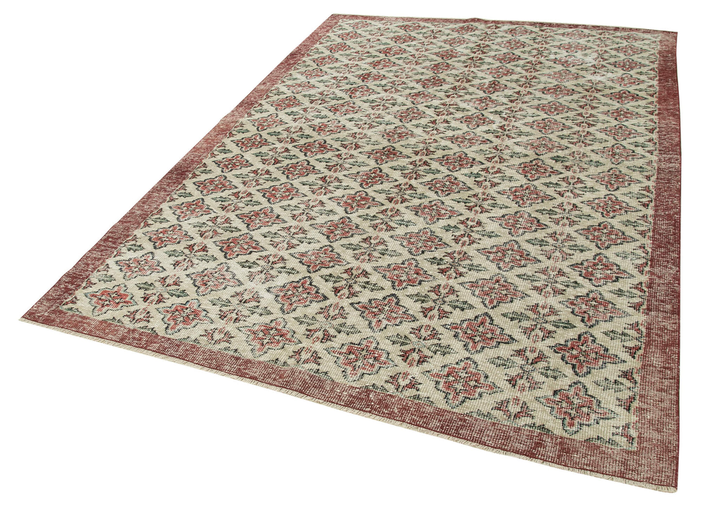 6x9 Beige Turkish Vintage Area Rug - 37963