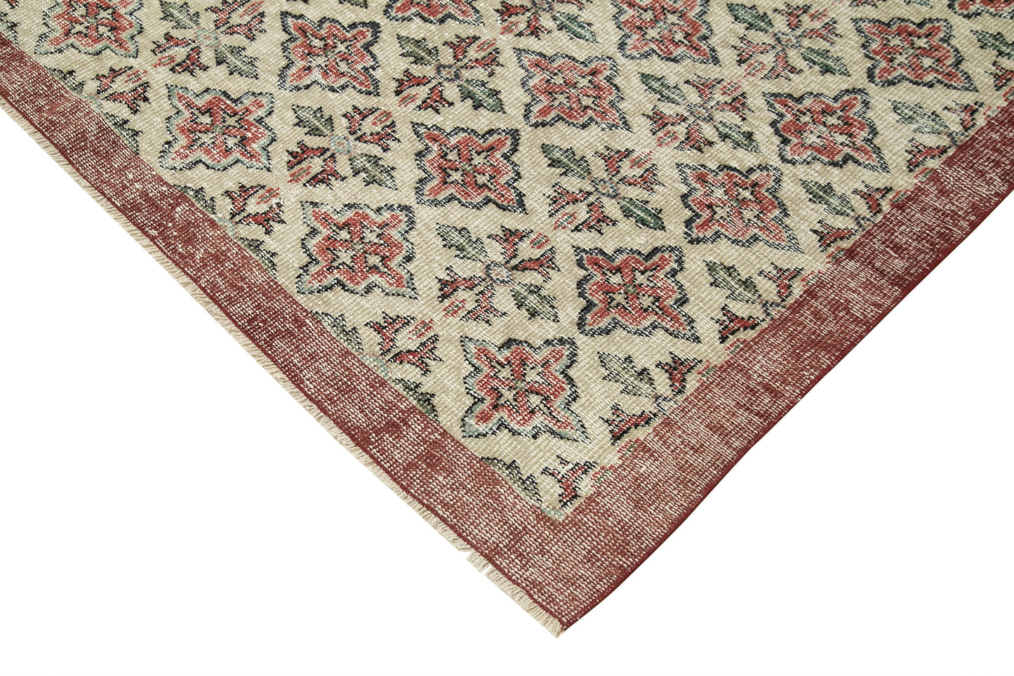 6x9 Beige Turkish Vintage Area Rug - 37963