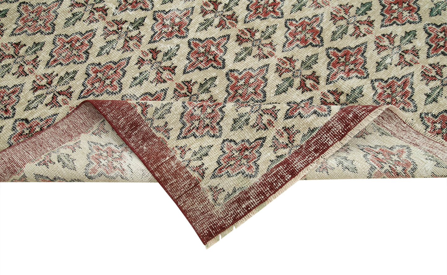 6x9 Beige Turkish Vintage Area Rug - 37963