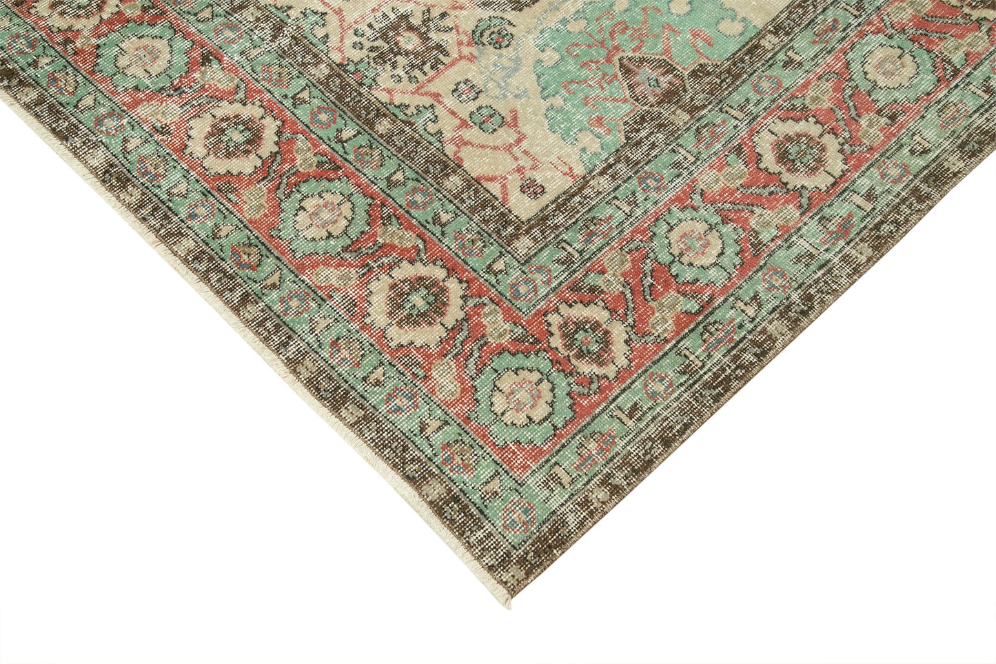 7x10 Beige Turkish Vintage Area Rug - 37965