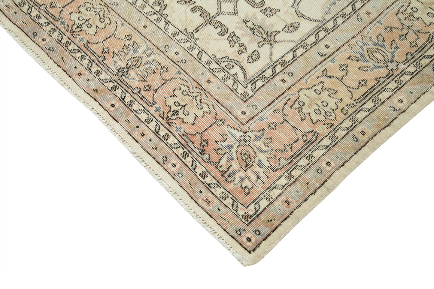 7x10 Beige Turkish Vintage Area Rug - 37998