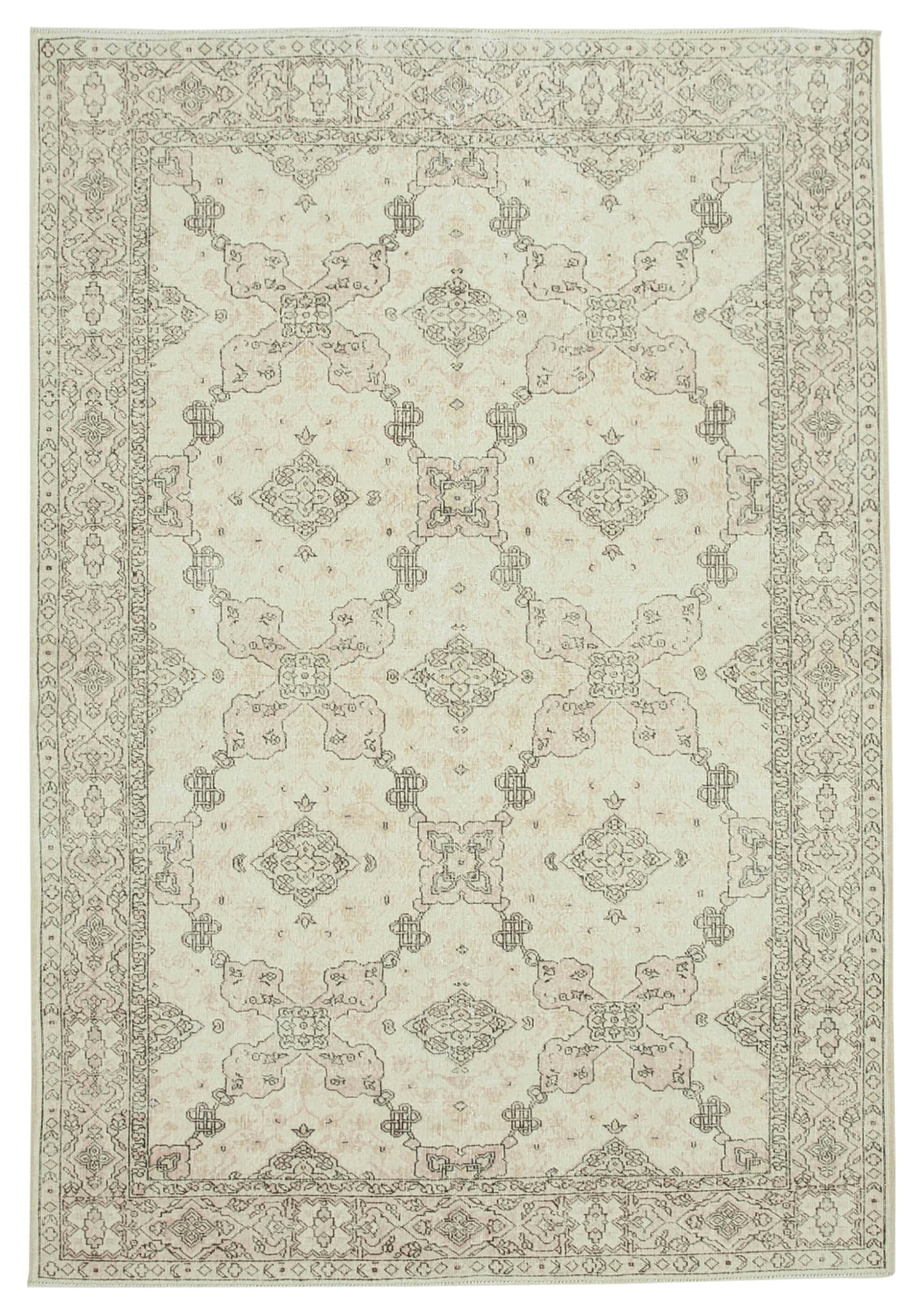 7x10 Beige Turkish Vintage Area Rug - 38002