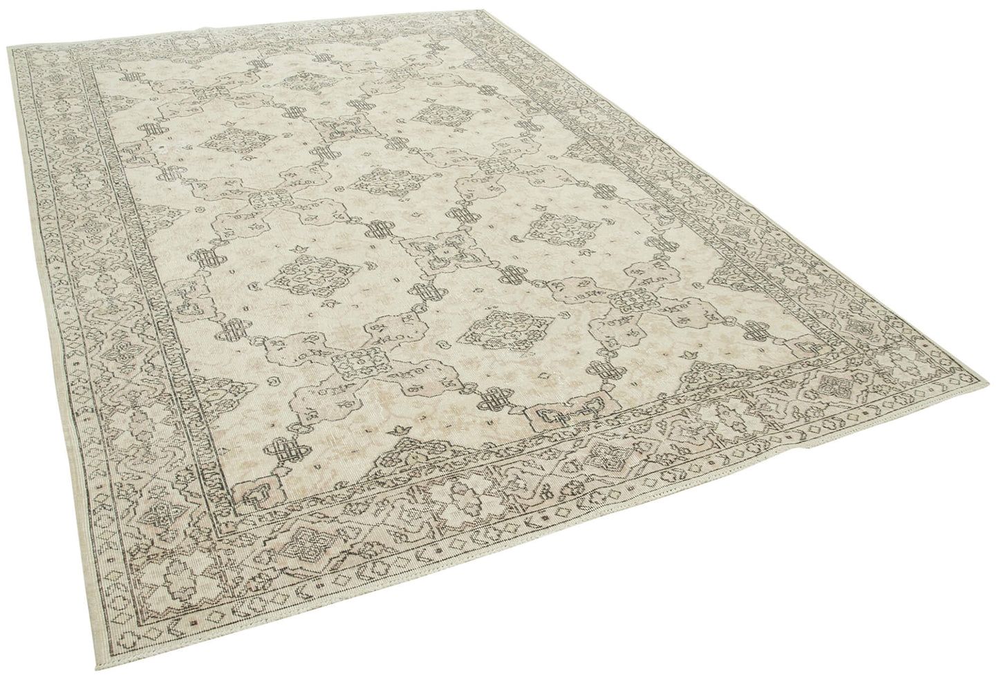 7x10 Beige Turkish Vintage Area Rug - 38002