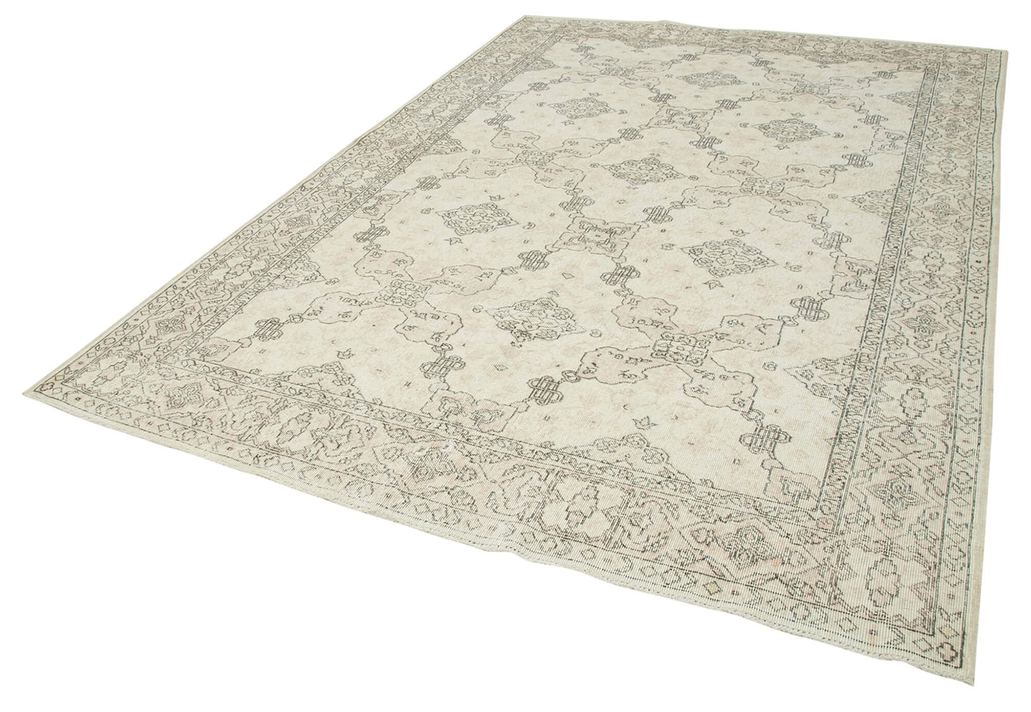 7x10 Beige Turkish Vintage Area Rug - 38002