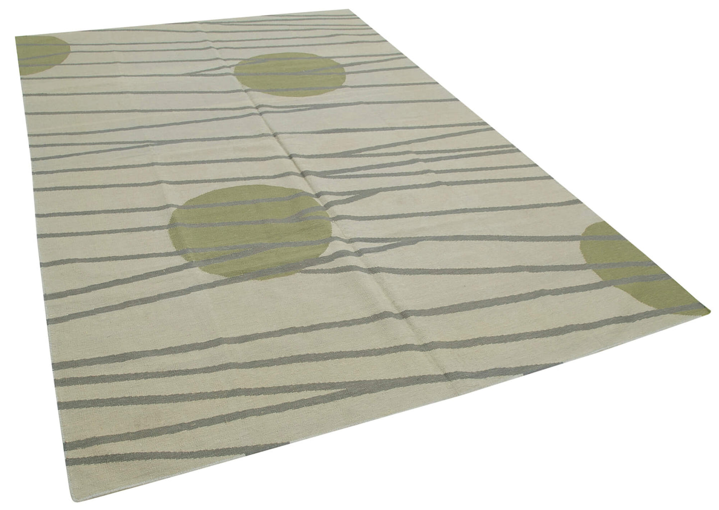 6x10 Green Dhurrie Rug - 38258