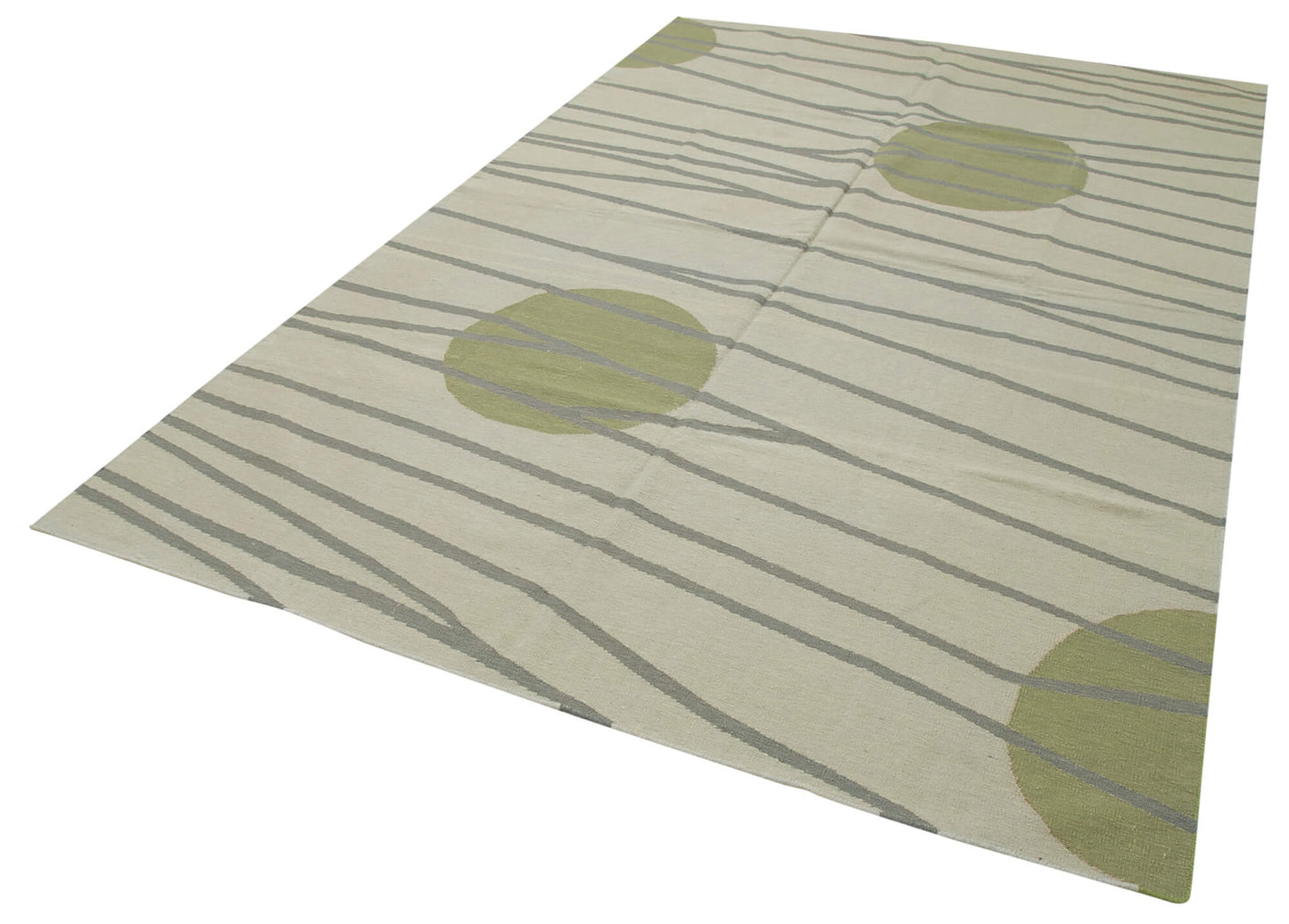 6x10 Green Dhurrie Rug - 38258