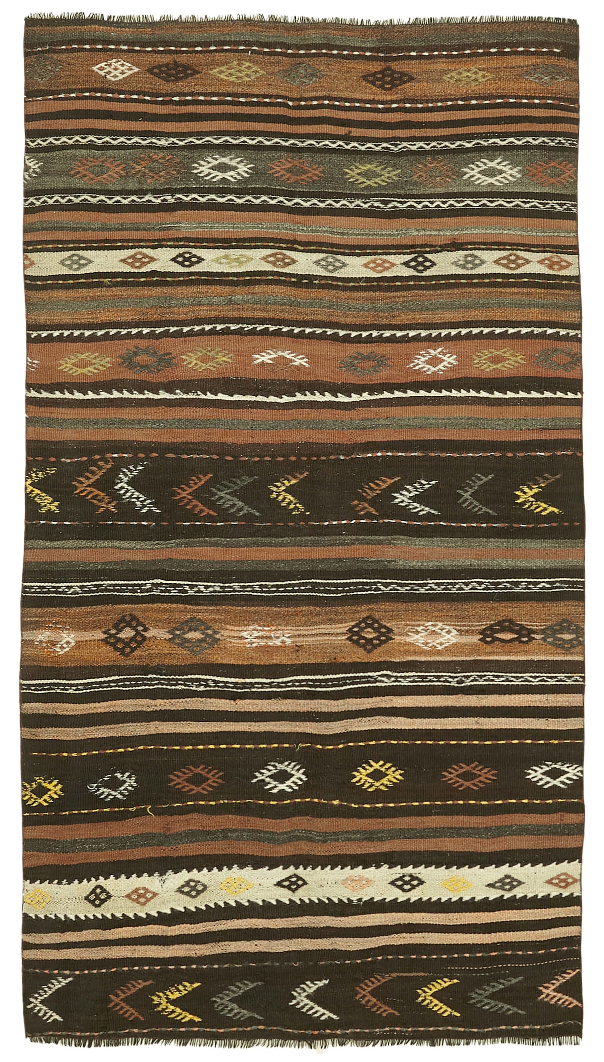 4x8 Brown Vintage Turkish Kilim Rug - 39919