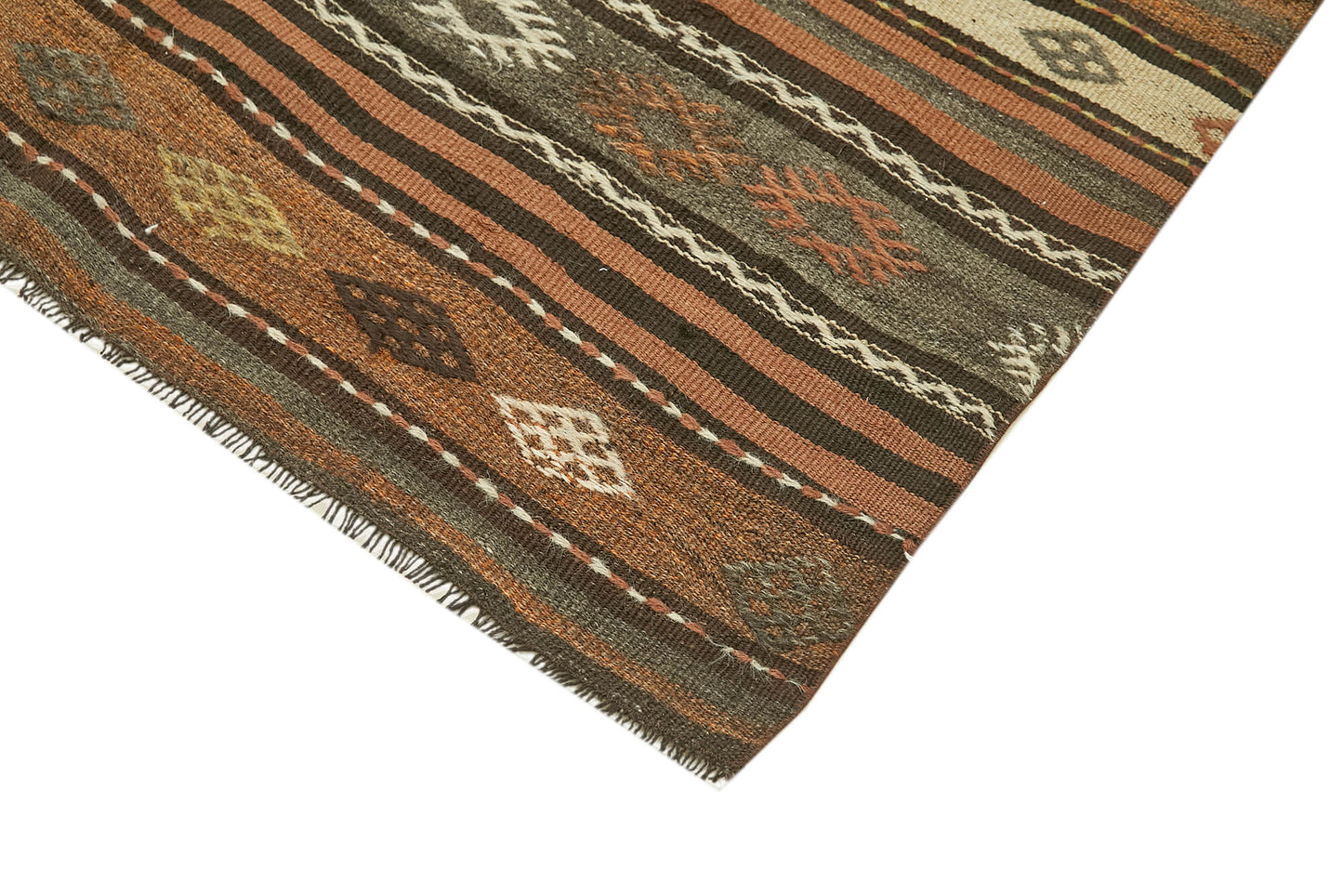 4x8 Brown Vintage Turkish Kilim Rug - 39919